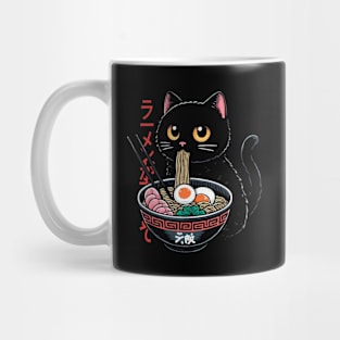 Black Cat Art With Ramen Mug